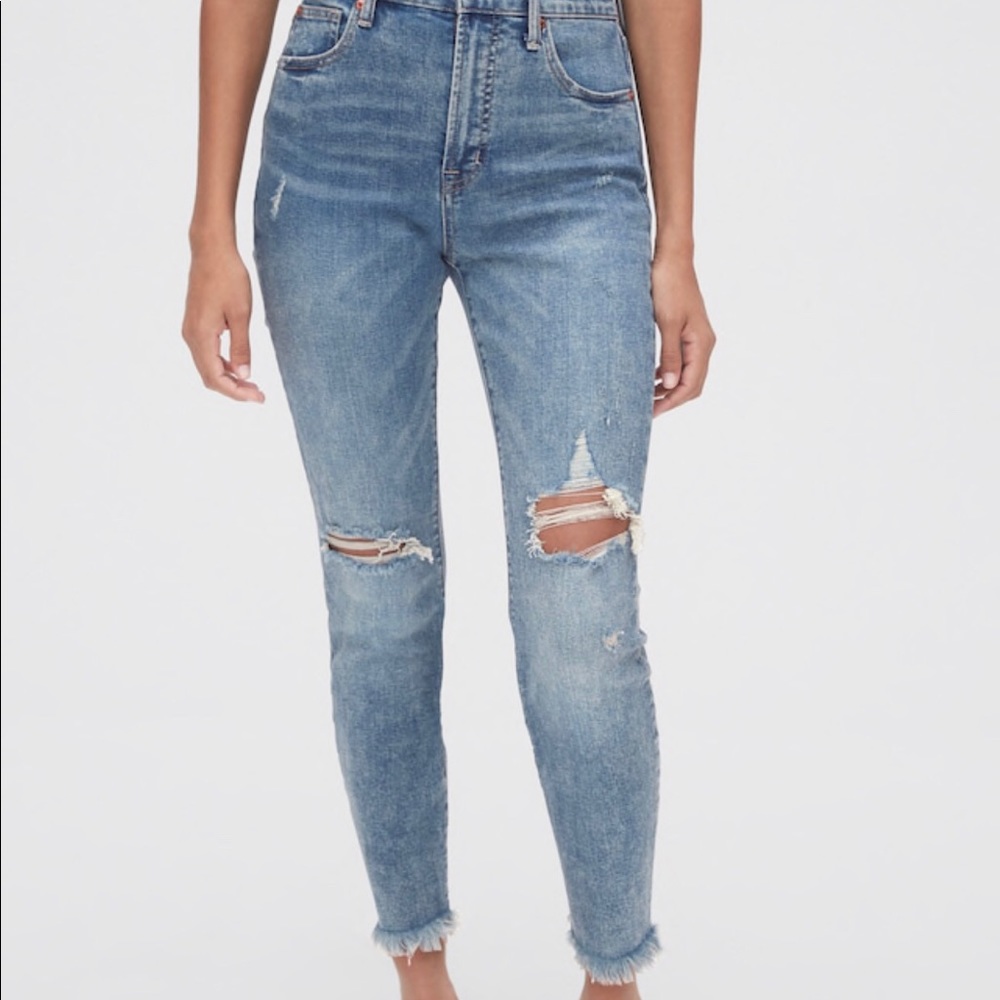 High Rise Destructed Skinny Ankle Jeans